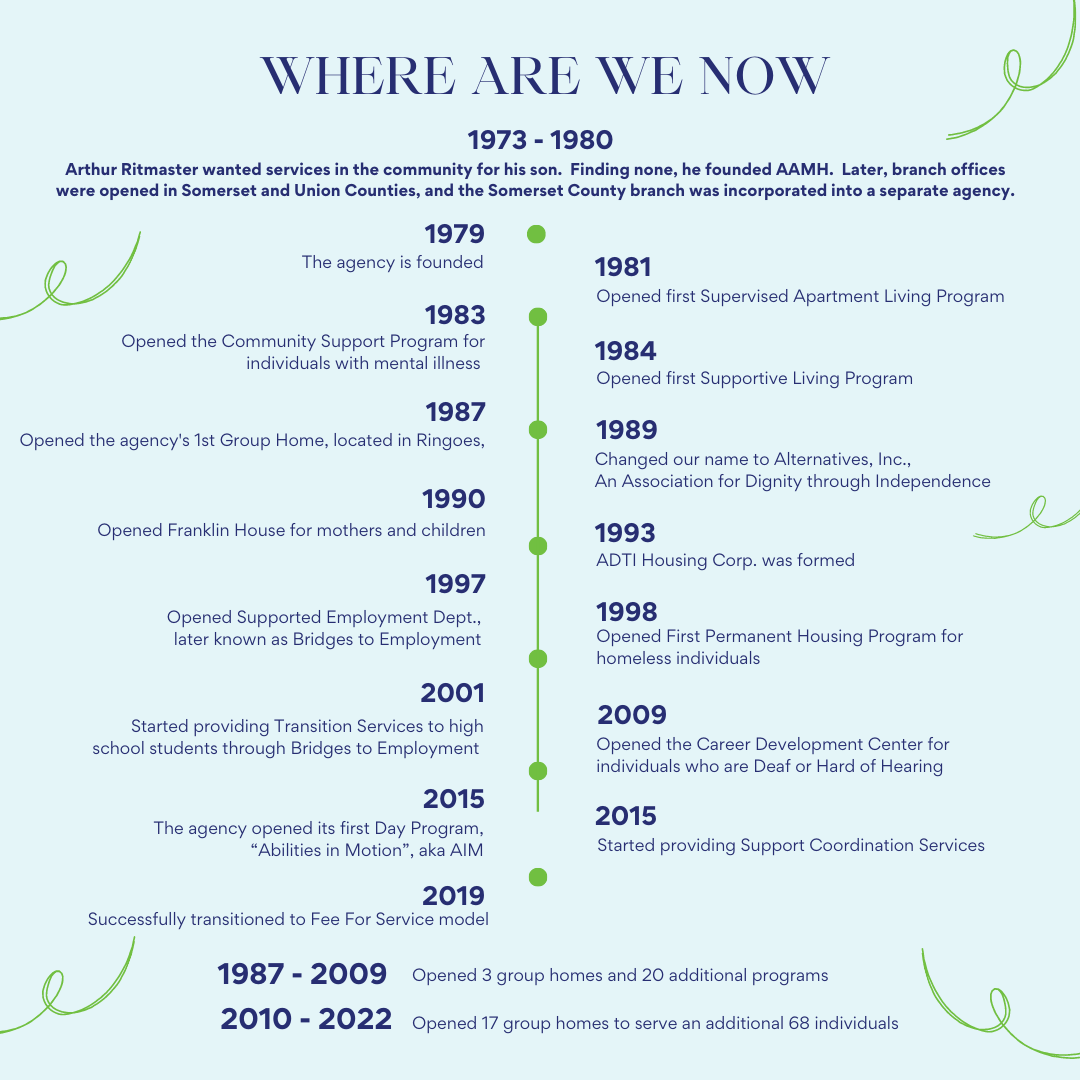 History timeline about Alternatives Inc